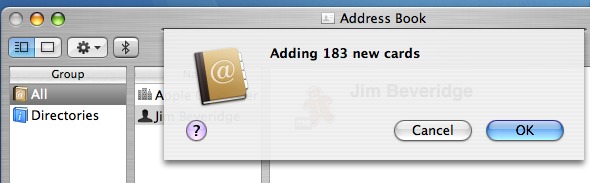 Mac Address Book conversion successful screenshot