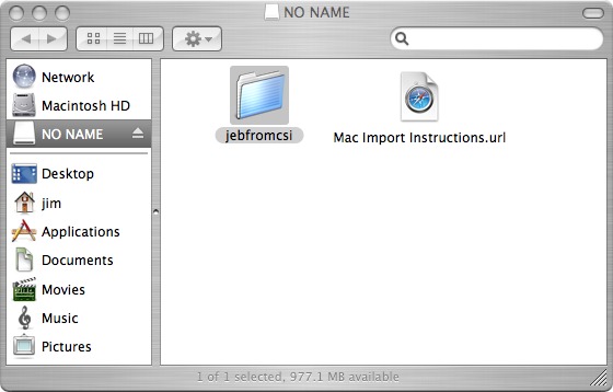 Thumb drive directory