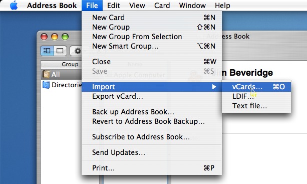 Mac Address Book screenshot