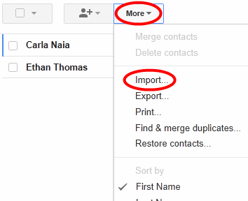 Gmail Import link